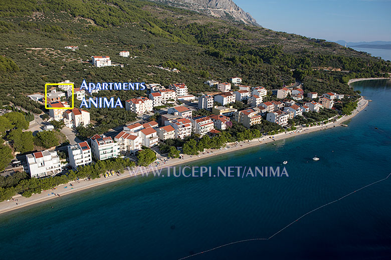 Apartments Anima, Tučepi - aerial position of house