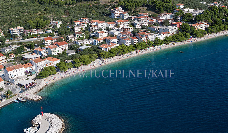 Beach Kraj in Tučepi, aerial panorama