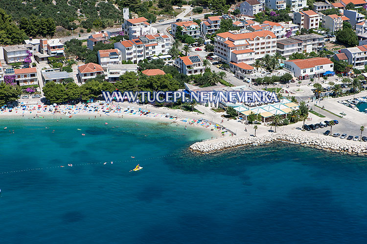 Tučepi - aerial panorama of central beach