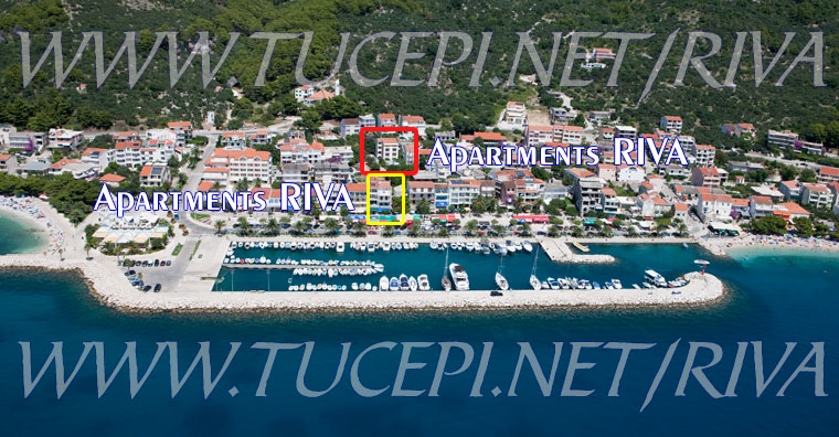 position of apartments Riva and apartments Marija